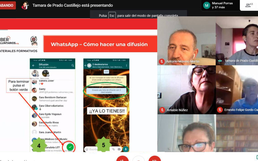 Más de 40 personas siguen en directo el taller online de cibervoluntarios y UDP
